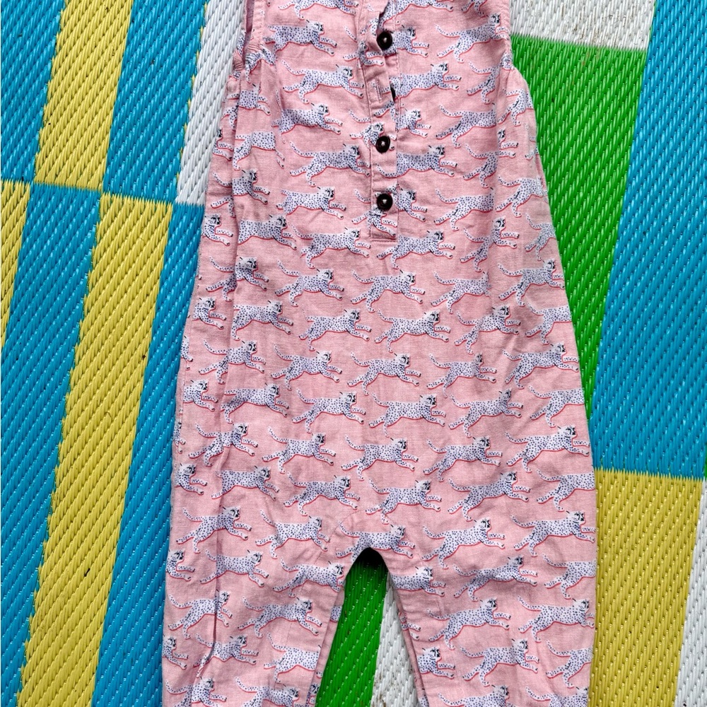 Mini Boden Pink Leopard Print Baby Romper